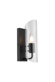 D1007BL  Navi Wall Lamp 1 x E14 IP44 Black/Clear Glass